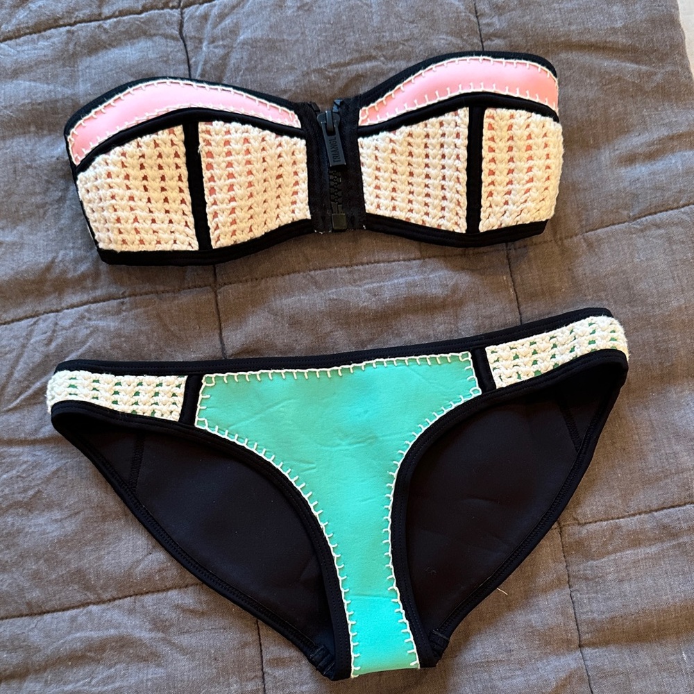 Triangl Swimwear Bikini in Pink, Cream, and Mint
